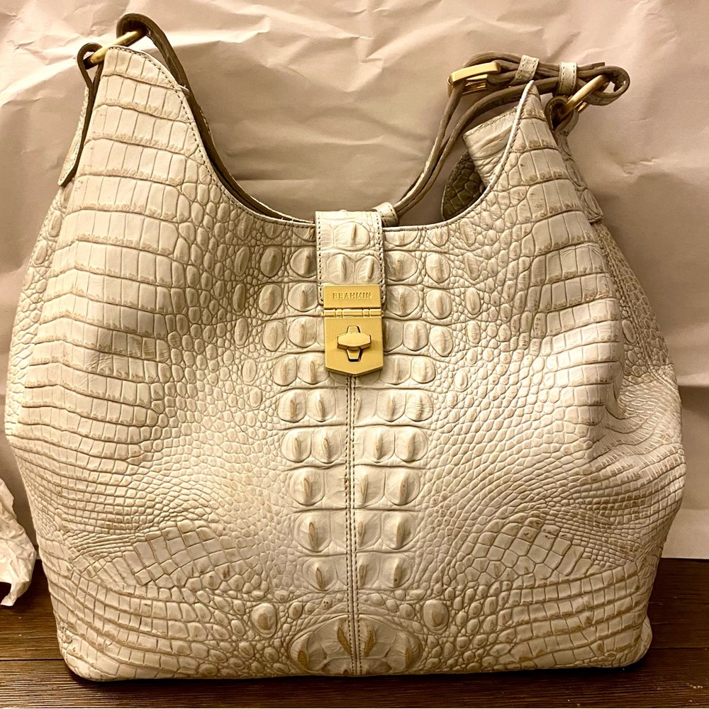 Brahmin Icy Silver “Rhoda” Satchel, Hard To Find!